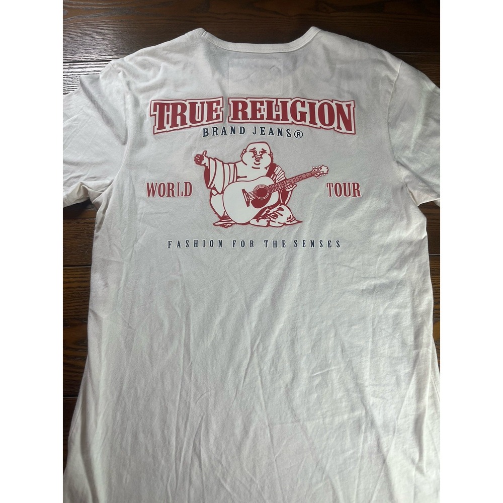 True Religion World Tour Graphic T-Shirt White Size Small Short Sleeve